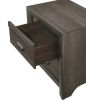 Rustic Brown Gray Contemporary Nightstand Bedside Table with Two Storage Drawers Bedroom Furniture