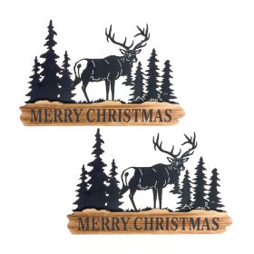 Merry Christmas Sign (Set of 2) 18"L x 11"H Metal/Wood
