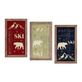 Ski Pass Plaque (Set of 3) 11.25"L x 20.75"H Wood