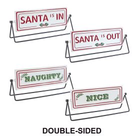 Reversable Santa Sign (Set of 2) 12.75"L x 4.75"H Iron