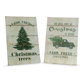 Tree and Truck Plaque (Set of 2) 7.75"L x 11.5"H MDF/Wood