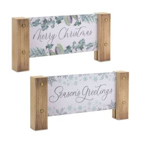 Holiday Plaque (Set of 4) 10.5"L x 5"H MDF