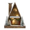 Ski Lodge 13.75"L x 16.5"H Wood 3 AA Batteries, Not Included