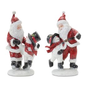 Santa and Snowman Skating (Set of 2) 6.25"H Resin