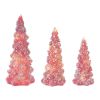Tree (Set of 3) 8.5"h, 9.75"h, 11.75"h Glass 3 LR44 Batteries, Not Included