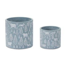 Container (Set of 2) 4"D x 3.5"H, 5.25"D x 5"H Cement