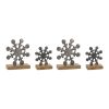 Snowflake On Stand (Set of 6) 5.75"H, 7.75"H Aluminum/Wood