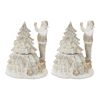 Santa w/Tree (Set of 2) 7"H Resin 3 AAA Batteries, Not Included