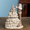 Santa w/Tree (Set of 2) 7"H Resin 3 AAA Batteries, Not Included