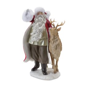 Santa w/Deer 12"H Resin