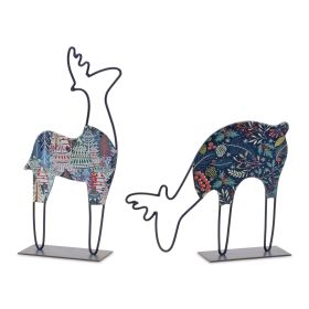 Deer (Set of 2) 9.75"L x 8"H, 6"L x 12"H Iron