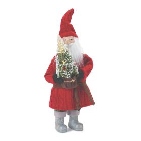 Santa w/Tree 15"H Plastic/Fabric