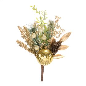 Pine Spray w/Bay Leaf & Ornament (Set of 2) 19"H Plastic