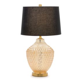 Table Lamp 28.5"H Metal/Glass/Linen Max 60W