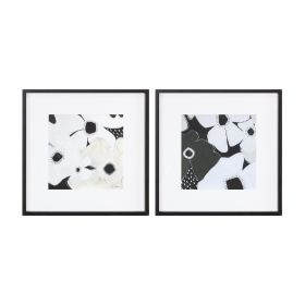 Framed Floral Print (Set of 2) 19"SQ MDF/Glass