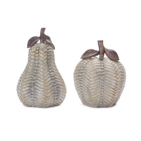 Apple and Pear (Set of 2) 5.75"H, 7"H Resin