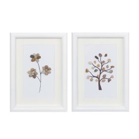 Tree and Floral Wall Art (Set of 2) 10.25"L x 14.25"H MDF/Glass