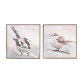 Bird Block (Set of 2) 10"SQ Wood/Canvas