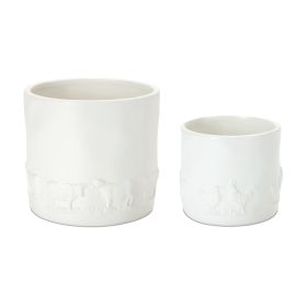 Farm Animal Pot (Set of 2) 4.5"D x 4.25"H, 6"D x 5.75"H Ceramic