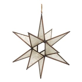 Moravian Star Ornament 7"H Glass/Brass