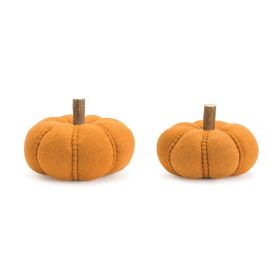 Pumpkin (Set of 2) 8.5"D x 6.5"H, 10"D x 7"H Polyester/Wool/Wood