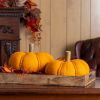 Pumpkin (Set of 2) 8.5"D x 6.5"H, 10"D x 7"H Polyester/Wool/Wood