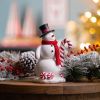 Snowman w/Candy Cane (Set of 2) 8"H Resin