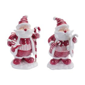 Santa w/Candy Cane (Set of 2) 9"H Resin