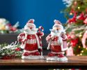 Santa w/Candy Cane (Set of 2) 9"H Resin