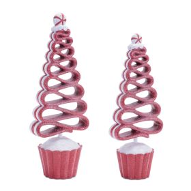 Ribbon Candy Tree (Set of 2) 11"H, 13"H Resin