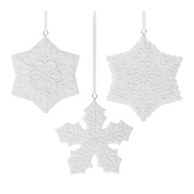 Snowflake Ornament (Set of 12) 4"H, 4.25"H, 4.5"H Resin