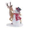 Snowman w/Deer 12"H Resin