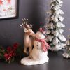 Snowman w/Deer 12"H Resin