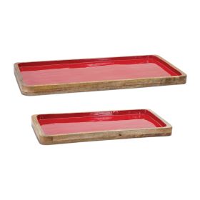 Tray (Set of 2) 16"L x 8"W, 20"L x 10"W Wood