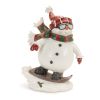 Snowman on Skis and Snowboard (Set of 2) 8"H Resin