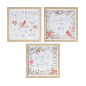 Framed Bird and Cardinal Print (Set of 3) 9"SQ Plastic/Paper