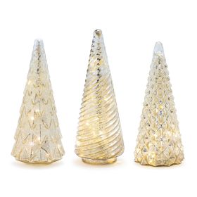 LED Tree (Set of 3) 12"H Glass 3 AA Batteries Not Included