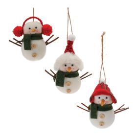 Snowman Ornament (Set of 12) 5"H Foam/Polyester