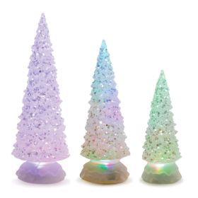 Led Tree (Set of 3) 8.5"H, 10.5"H, 12.5"H Plastic 3 AAA or 3 AA Batteries Not Included or USB Cord Included