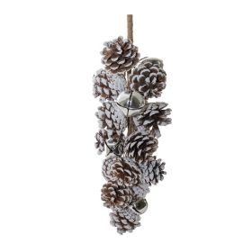 Pine Cone and Sleigh Bell Drop (Set of 2) 12.5"H Cone/Metal