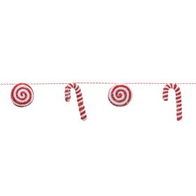 Candy and Candy Cane Garland (Set of 2) 5'L Polyester
