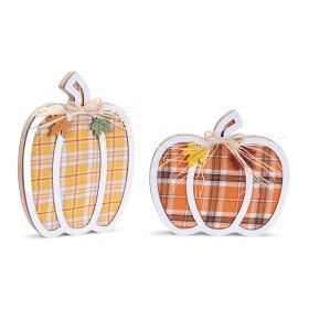 Plaid Pumpkin (Set of 2) 6.25"H, 12"H Wood