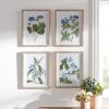 Framed Floral Print (Set of 4) 13.75"L x 17.5"H Wood/MDF/Glass