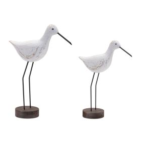 Bird (Set of 2) 12"H, 14.5"H Wood/Metal
