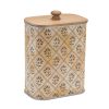 Canister (Set of 2) 5"L x 3.5"W x 7"H Iron/Wood
