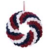 Independence Day Wreath Artificial Blue White Red Flower Hanging Garland for 4th of July Memorial Day Door Decoration - A