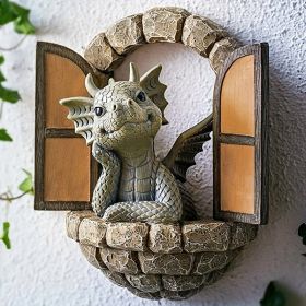 1pc Resin Dragon Sculpture, Window Front Dragon Statue, Wall Hanging Art