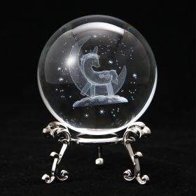 1pc Crystal Ball Art Decoration; Decoration Craft; Crystal Ball Valentine's Day Gifts Birthday Gifts - Unicorn - Silver