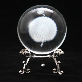 1pc Crystal Ball Art Decoration; Decoration Craft; Crystal Ball Valentine's Day Gifts Birthday Gifts - Dandelion - Silver