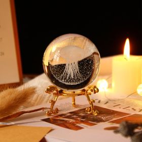 1pc Crystal Ball Art Decoration; Decoration Craft; Crystal Ball Valentine's Day Gifts Birthday Gifts - Jellyfish - Gold